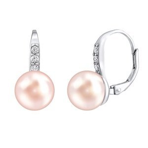 Stříbrné náušnice CASSIDY s růžovou přírodní perlou