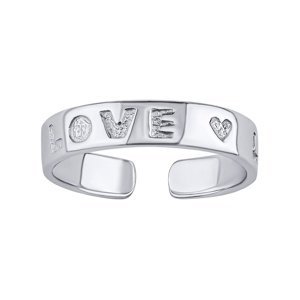 Otevřený stříbrný prsten na nohu Aisha s nápisem Love