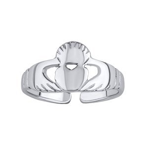 Otevřený stříbrný prsten na nohu Claddagh