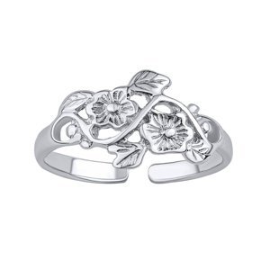 Otevřený stříbrný prsten na nohu květiny Alisa