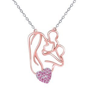 Stříbrný růžově pozlacený náhrdelník mateřství Anabel s Brilliance Zirconia