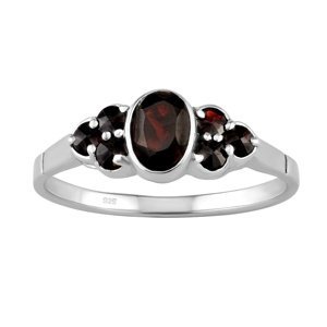 Stříbrný prsten s pravým přírodním Granátem velikost obvod 47 mm