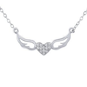 Stříbrný náhrdelník okřídlené srdce Miley s Brilliance Zirconia