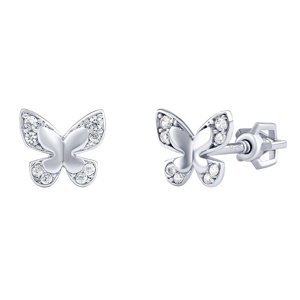 Stříbrné náušnice motýlek Arny s  Brilliance Zirconia