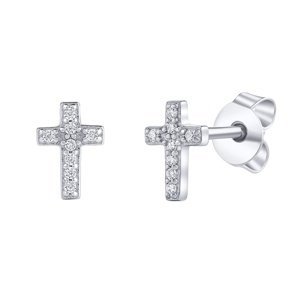 Stříbrné náušnice Abia ve tvaru kříže s Brilliance Zirconia