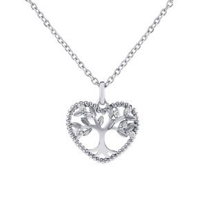 Stříbrný náhrdelník s přívěskem Strom života v srdci Zethar