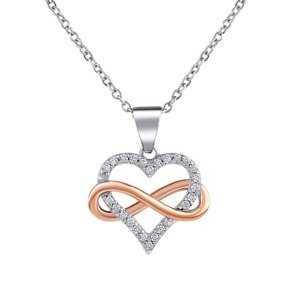 Stříbrný náhrdelník Tirtael s přívěskem srdce a Infinity se zirkony SILVEGO® Brilliance Zirconia