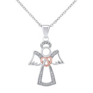 Stříbrný náhrdelník s přívěskem anděl Cassiel s Brilliance Zirconia
