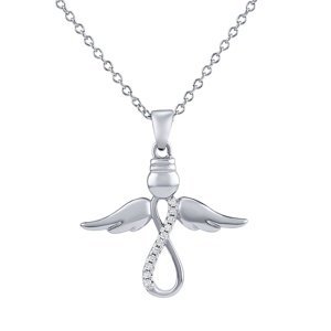 Stříbrný náhrdelník s přívěskem anděl Infinity Virtues SILVEGO® Brilliance Zirconia