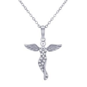 Stříbrný náhrdelník s přívěskem anděla Adoniel s Brilliance Zirconia