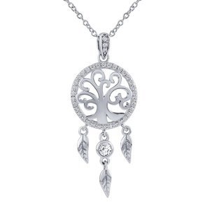 Stříbrný náhrdelník Tokana s přívěskem lapače snů se stromem života