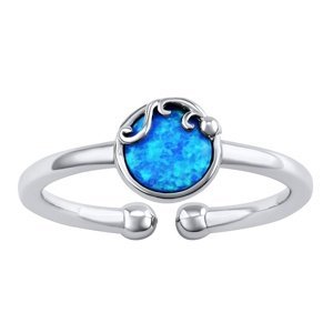 Stříbrný otevřený prsten Kitty s modrým syntetickým opálem