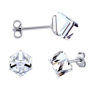 Stříbrné náušnice kostky Swarovski® Crystals 6 mm  Crystal CAL