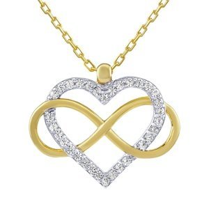 Stříbrný/pozlacený náhrdelník Belisa srdce a Infinity s Brilliance Zirconia