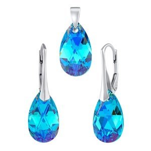 Stříbrný set šperků Jelly ve tvaru kapky Swarovski® Crystals Aquamarine - náušnice a přívěsek
