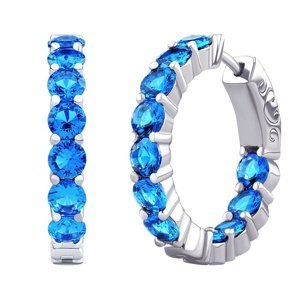 Luxusní stříbrné náušnice kruhy s modrými zirkony