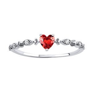 Stříbrný prsten Gertie ve tvaru srdce s Brilliance Zirconia velikost obvod 52 mm