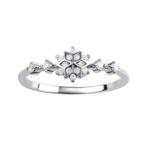 Stříbrný prsten vločka Elsa s Brilliance Zirconia velikost obvod 60 mm