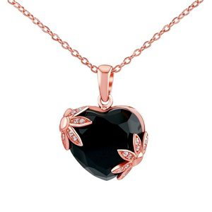 Stříbrný/ pozlacený náhrdelník Trabl s Brilliance Zirconia ve tvaru srdce
