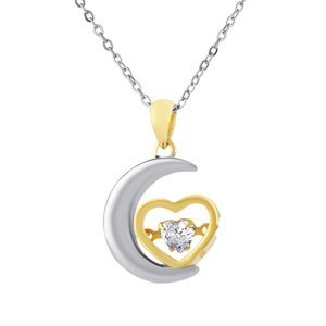 Stříbrný náhrdelník Magic s přívěskem měsíce a srdce s Brilliance Zirconia