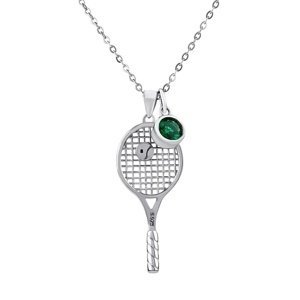 Stříbrný náhrdelník Falla s přívěskem tenisové rakety a míčku s Brilliance Zirconia