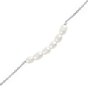 Stříbrný náramek Adora s pravými bílými perlami - 17+3 cm