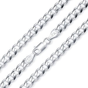 Stříbrný náhrdelník řetěz CURB Pancr 6 mm - rhodiovaný varianta 70 cm