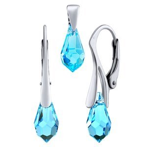 Stříbrný set šperků Jessie ve tvaru kapky  Swarovski® Crystals  Aquamarine