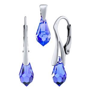 Stříbrný set šperků Jessie ve tvaru kapky  Swarovski® Crystals  tmavě modrá Saphire Blue