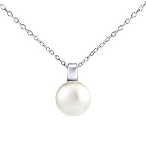 Stříbrný náhrdelník s bílou perlou Swarovski® Crystals 12 mm