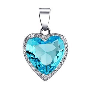 Stříbrný přívěsek s modrým kamenem ve tvaru srdce