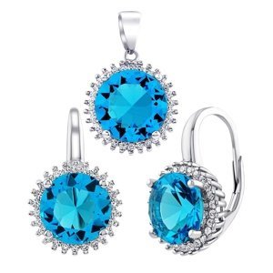 Stříbrný set šperků ANDROMEDA se světle modrými Brilliance Zirconia - náušnice a přívěsek