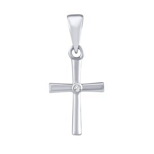 Stříbrný přívěsek křížek Diniel s čirým Brilliance Zirconia