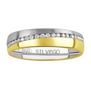 Snubní stříbrný prsten Glowie pozlacený žlutým zlatem s Brilliance Zirconia velikost obvod 63 mm