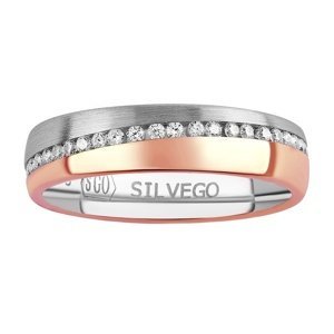 Snubní stříbrný prsten Glowie pozlacený růžovým zlatem s Brilliance Zirconia velikost obvod 63 mm