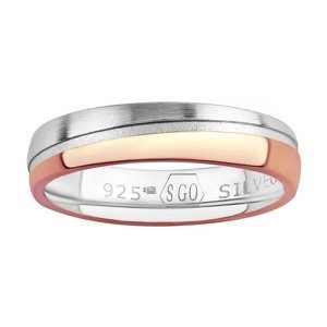 Snubní stříbrný prsten Glowie pozlacený růžovým zlatem velikost obvod 56 mm