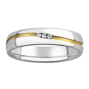 Snubní stříbrný prsten Sunny pozlacený žlutým zlatem s Brilliance Zirconia velikost obvod 62 mm