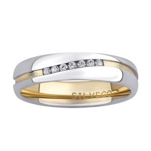 Snubní stříbrný prsten MARIAGE pozlacený žlutým zlatem s Brilliance Zirconia velikost obvod 63 mm