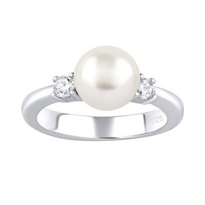 Stříbrný prsten MAYA s pravou přírodní perlou velikost obvod 52 mm