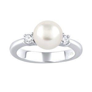Stříbrný prsten MAYA s pravou přírodní perlou velikost obvod 55 mm