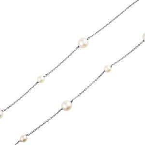 Stříbrný náhrdelník s bílými perlami Swarovski® Crystals