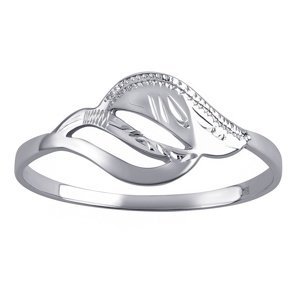 Stříbrný prsten lístek Chaja s ručním rytím velikost obvod 51 mm