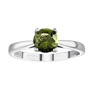 Stříbrný prsten Edera s pravým Vltavínem velikost obvod 59 mm