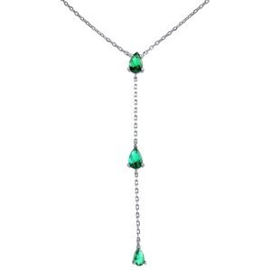 Stříbrný náhrdelník Gryn se zelenými zirkony Brilliance Zirconia