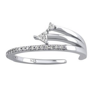 Otevřený stříbrný prsten Lilly s Brilliance Zirconia velikost obvod 58 mm