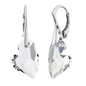 Stříbrné náušnice Srdce Devoted 2 U 17mm čiré Swarovski® Crystals