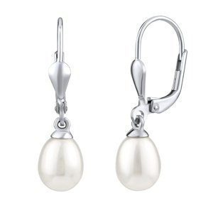 Stříbrné náušnice s bílou přírodní perlou