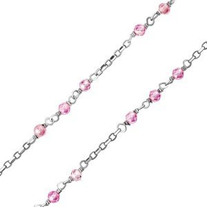 Stříbrný náhrdelník Marina 42 + 5cm - růžový