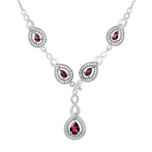 Luxusní stříbrný náhrdelník Nelope s pravými granáty a Brilliance Zirconia