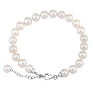 Perlový náramek z přírodních bílých perel se stříbrným zapínáním